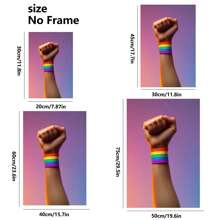 1 Piece, Pride Day, LGBT Artists Hold Rainbow Bracelets And Clench Their Fists Against Neutral Backgrounds, Modern Frameless Art Decoration Painting, Printed Posters Mural, Waterproof Canvas,Suitable For Home, Office, Bedroom, Living Room, Study, Bathroom, Bar, Wall Arts And Home Decoration, Is An Ideal Holiday Gift