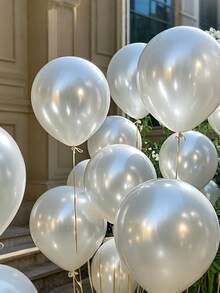 10/30/50/100pcs Glossy Elegant Faux Pearl White 5-18inch Latex Balloons For Birthday Party, Wedding, Bridal Shower, Anniversary, Bachelorette Party, Decorations, Photography - Multicolor - View 12