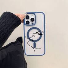 The 2025 New Deep Blue Macaron Magnetic Case Para Phone Features Sexy Line Patterns. Made Of Acrylic, It Is Shockproof And Drop-Resistant. It Is Applicable To The Mobile Phone 16 15 14 13 12 11 Pro Max Plus And Is The Best Choice For Personal Use Or As A Gift - Blue - View 1