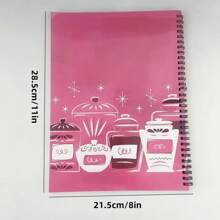1 pieza Cuaderno/Diario de espiral con recetas "Lick The Spoon" de tapa blanda de 8.5" x 11", cubierta laminada brillante duradera, útiles escolares, de vuelta a la escuela