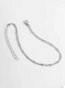 1 pezzo Cavigliera da donna semplice a doppio strato con perline, versatile, alla moda e sexy, adatta per feste, spiaggia, vacanze, uso casual, adatta come regalo