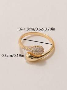 1 pieza Anillo de mujer elegante y de lujo con baño de oro y diseño de gota de agua, ideal para uso diario, Día de San Valentín, boda y otras ocasiones