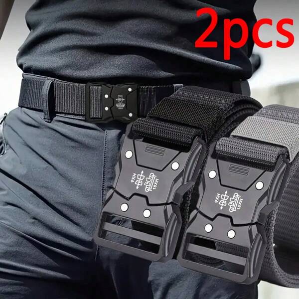 2pcs Men's Casual Canvas Belt, Suitable For Jeans, Outdoor Sports & Leisure - Adjustable Multifunctional Style Casual, Business, Boyfriend Husband Father Dad Men Gift, Daily Wear, Fashion, Teen, Outdoor, Vacation, Athletic, Travel, Street, Boho, Vintage Fall, Autumn, Halloween