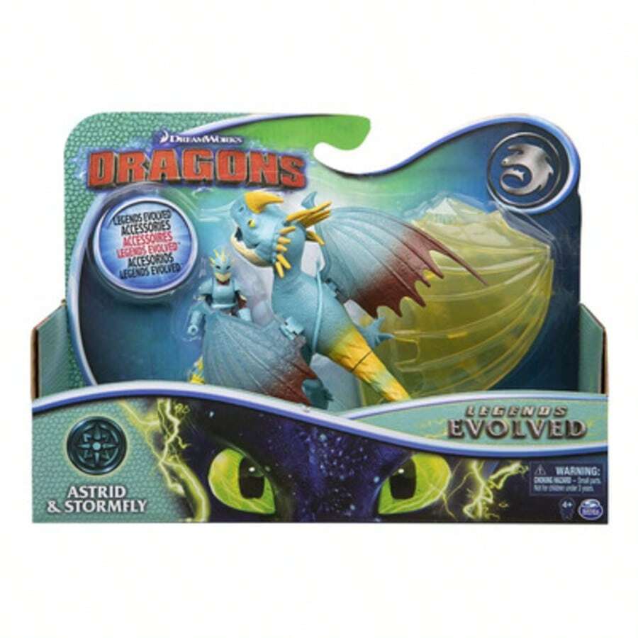 Spin Master Como Entrenar A Tu Dragon Legends Dragons Astrid & Stormfly, Este set incluye al Dragón y a su jinete. Ambas figuras tienen partes móviles (cabeza, brazos, piernas y alas).. El set también incluye accesorios para colocarse en las alas, la cola, la cabeza y más. - Azul - Ver 1
