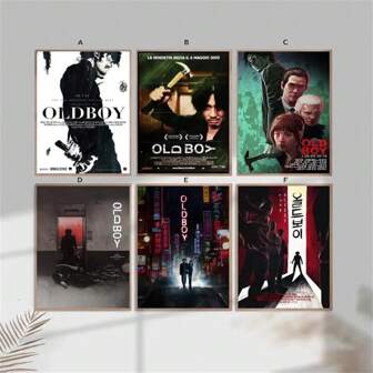 1/6 piezas Póster de lienzo de la película clásica Old Boy, adecuado para decoración del dormitorio y la sala de estar, regalo perfecto para fans, ideal para decoración de habitación sin marco