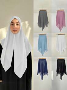 1pc Solid Color Women's Versatile Rectangular Instant Hijab Headscarf, Breathable Comfortable Lightweight High Density Chiffon Knitted Fabric, 175*70cm Chiffon Rectangular Scarf, Undershirt Headscarf, Shawl, Hijab, Suitable For Everyday Wear