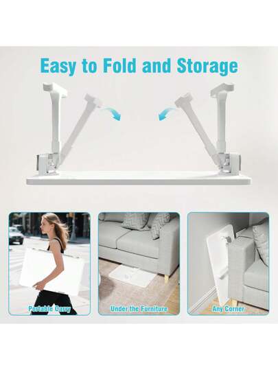 LILIIN Portable Foldable Laptop Tafel Height Adjustable Bedside 60 39.5 Cm Tablet Holder, Anti Slip Strip MDF Bed, Ofa Travel, Verlichting Gray/Warm White/Brushed Black/Walnut/White Maple view 6