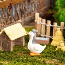 A Cute Resin Micro Landscape Ornament Featuring Animal Figurines Like Puppy, Piglet, And Lamb