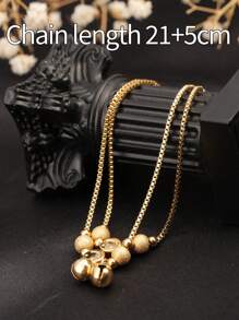 1 pièce Bracelet de cheville en acier inoxydable plaqué or 18 carats, Bracelet de cheville à double couche réglable, accessoires uniques et à la mode, convenant pour les femmes au quotidien, au travail, pour les déplacements, les sorties, excellent cadeau pour la petite amie
