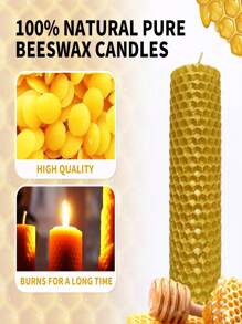 JAYSUING 10 pièces Feuilles de base en nid d'abeille en cire d'abeille naturelle, bougies en nid d'abeille artisanales DIY pour une ambiance festive, feuilles de cire d'abeille roulées créatives et pures