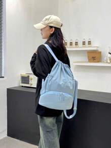 1pc Large Capacity Lightweight Portable Solid Color Fashion Minimalist Gym Bag, Dry&Wet Separation, Multi-Pocket, Convenient For Fitness, Indoor, Outdoor, Hiking, Backpack