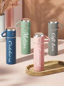 1 Set Custom Designed Insulated Cup Set, Portable Hand-Held 1 Cup 3 Lids Gift Tumbler, Stainless Steel Business Gift Box, 500ml 304 Stainless Steel Portable Outdoor Travel Mug With 3 Lids, Custom Exclusive Gift Box Set