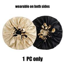 Reversible Satin Shower Cap, Smooth European-Style Sleeping Cap With Lace, Bathing Cap To Protect Hair And Prevent Hair Loss - Champagne - View 13