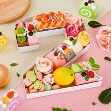 1pc Digital Candy Cake Decoration Box, Birthday Number Balloon Box, Digital Mosaic, Suitable For Birthday Table Decor, Wedding Table Setting, Party Decoration And Other Occasions Like Mother's Day, Graduation Ceremony, Etc. - White - View 5