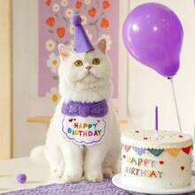 Pet Birthday Hat, Scarf & Bib, Cat & Dog Headband, Birthday Decorations, Cute Photo Props