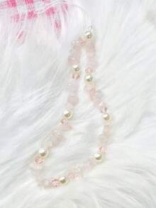 قطعة واحدة شارم بتصميم أحجار مكسورة، آللئ صناعية بيضاء، قلب وردي رقيق للأجهزة المحمولة، شارم لأجهزة الجوال متوافق مع آلة التصوير CCD - متعدد الألوان - مشاهدة 2