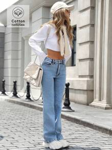 Spring/Summer Sexy Music Festival Y2K Style Casual Blue Stretchy Denim Flare Leg Pants