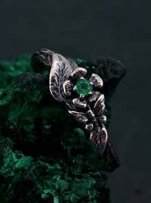 Vintage Green Zirconia Butterfly Ring | Elegant Luxury Purple Design, Delicate & Versatile Women Daily Accessory