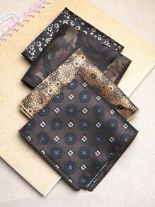 1pc Floral Print Pocket Square, Suitable For Suit, Business, And Streetwear