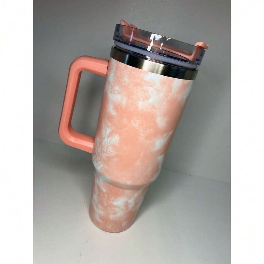 Stainless Steel Thermal Cup 1200 Ml With Handle And Straw Designs: CLOUDS, MARBLE AND GLITTER - 粉色 - 查看 1