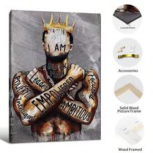 FajerminArt 1pc Optional Frame Wall Arts African American Man Canvas Painting Posters I Am Empowered King Painting, Motivational Phrases, BlackMen Portrait Wall Art Wall Decor Home Bedroom Living Room Decor - Multicolor - View 8