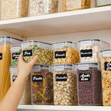 5/7/10/12/15/18/24/30 Pieces Sealed Food Storage Containers With Lids - Plastic Kitchen Storage Containers For Organizing And Storing Cereals, Rice, Pasta, Flour And Sugar With Labels And Pens Included.