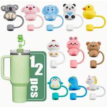 1/8pcs Cartoon Shaped Silicone Straw  Cover For Cup,Reusable Straw Cover Airtight And Dustproof Drinking Straw Cover Splashproof Straw Cute Cover Accessories Home Room Decoration Party