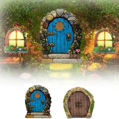 1 件，微型 3D 仙女花园魔法家居门，树上的仙女门，迷你花园门，微型户外装饰配件，庭院装饰