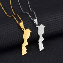 1 pieza Collar con colgante con mapa y nombre de ciudades de Marruecos en color dorado, joyería para mujeres y hombres