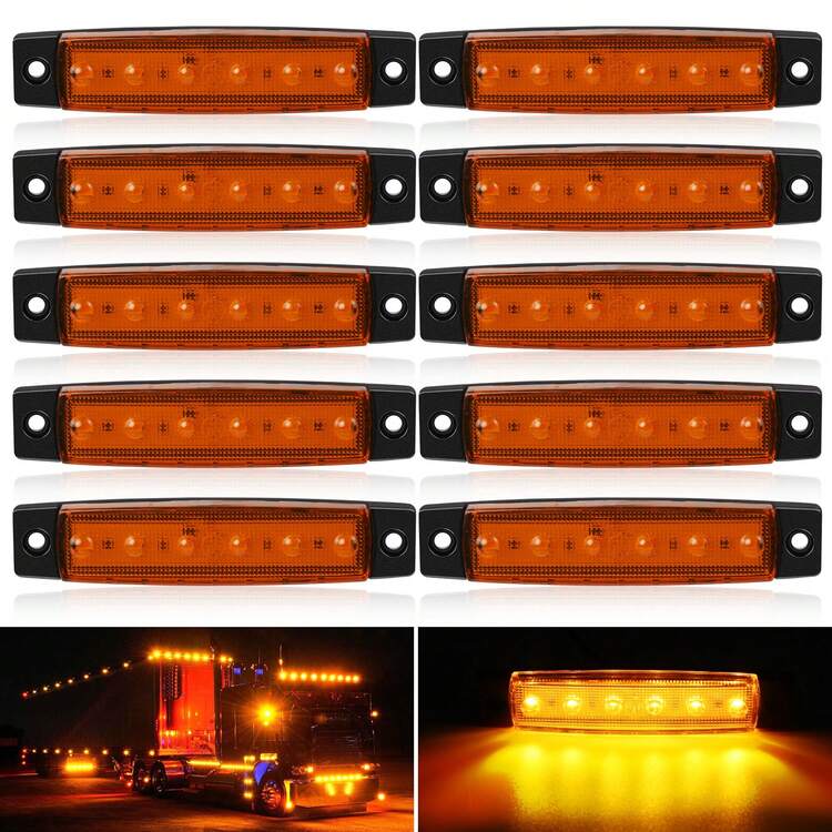 12V-24V 10 件装 LED 前后侧指示灯 LED 灯指示灯 适用于汽车卡车货车巴士 - 白色/红色/琥珀色/蓝色/绿色 - 均碼 - 查看 9