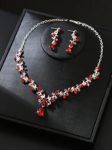 Conjunto de 2 joias femininas, colar e brincos com borlas de cristal, ideal para festivais de música, traje formal, cerimônia de formatura