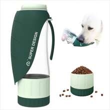 1pc Large Capacity Portable Pet Travel Water Bottle With Food Container, Outdoor Dog Walking Drinking Cup, Dog Water Bottle And Bowl Dispenser, Dog Supplies