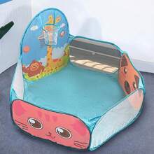 Tienda de campaña con forma de balón hexagonal de jirafa azul, carpa de piscina de pelotas de fácil apertura para niños y niñas, tienda de piscina de pelotas con aro de baloncesto, juego portátil para la playa o el patio, mejor regalo para las vacaciones