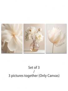 3Pcs/Set, Optional Frame, High Quality Print Painting, Modern Style, Flower Theme, White Flowers, Vase Arrangement, Simple Style, Wall Art Poster, Home Decoration, Decorative Painting, Suitable For Living Room, Sofa, Bed, Hallway, Bedroom, Bathroom, Office, Perfect Art Gift
