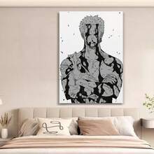 Framed [2D Flat] 1pc Vintage Anime Canvas Wall Art Poster,Zoro Manga Character, Black & White, Ideal For Home, Office, Cafe, Hotel Decor, Cafe Decoration | Anime Character Poster | Detailed Character Design, Anime Room Decor - Framed - View 5