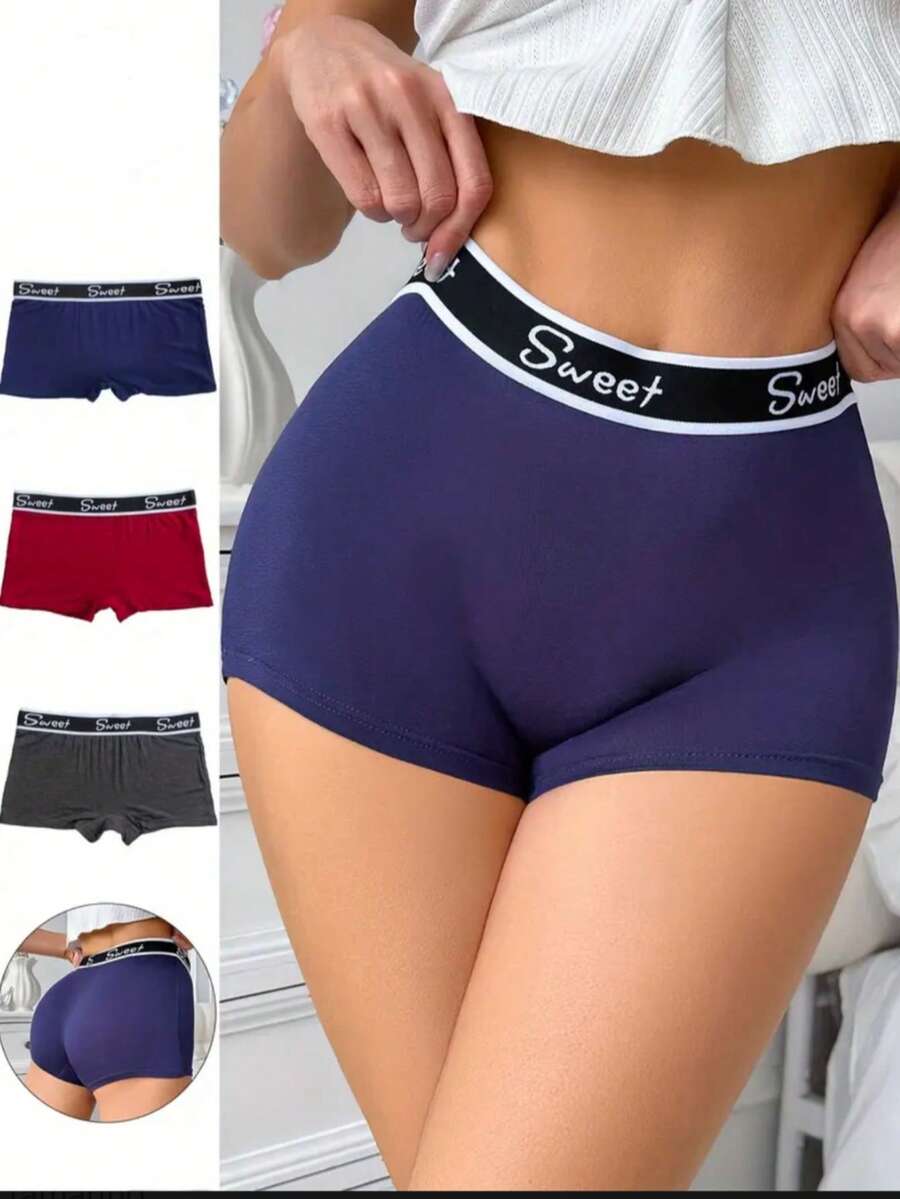Kit 3 Women's Boxer Briefs Panties Shorts Microfiber Women's Underwear Women's Underwear - 彩色 - 查看 1