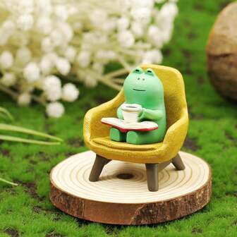 1set(Frog Doll + Chair),Creative Frog On Rocking Chair Decor, Cute Desktop Miniature, Healing Aesthetic Style, Manual Stress Reliever With Fun Rocking, For Office Desk, Study Desk, Windowsill, Shelf, As Birthday Gift, Valentine's Day Surprise, Colleague Memento, Graduation Present, For Girlfriend, Bestie, Roommate, Creative Gift Lovers.