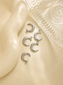5pcs/Pack 304 Stainless Steel Smooth Moon Shaped Minimalist Versatile Accessories