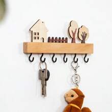 1 Set Simple And Cute Style Solid Wood Key Hook, Three-Dimensional Design Wall Cabinet Nail Free Hook For Wall Decoration