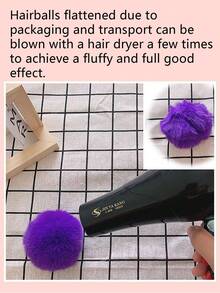 1 pieza Pasador de ropa con imitación de cola de conejo, modelo de bola de pelo esponjoso, accesorio decorativo de conejo de peluche lindo - Multicolor - Ver 6