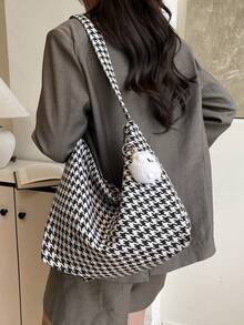 1 件豹纹帆布托特包，大容量，防盗拉链，时尚女士单肩斜挎包，旅行购物，可调节肩带，带配件 - 彩色 - 查看 2