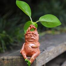 1pc, Funny Leaf Dwarf Resin Garden Forest Decoration, Mandrake Resin Statue, Micro Landscape Ornament, Outdoor Garden, Patio, Living Room, Bedroom, Outdoor, Decorative Resin Crafts