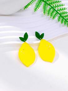 1 Par de Pendientes elegantes de Accesorios para Mujer de Estilo Fashionable con Frutas Dulces como Limón, Piña y Chili