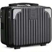 Noverlife 14 Inch Portable Hard Shell Cosmetic Travel Case Mini Travel Hand Luggage With Elastic Band Travel Makeup Case Small Makeup Carrying Suitcase For Train Cosmetic Bag Travel Camping Black