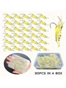 10/30 piezas de cebos para pesca de camarones biónicos, cebo artificial con anzuelo, cebos de camarones blandos para pescar - Multicolor - Ver 6