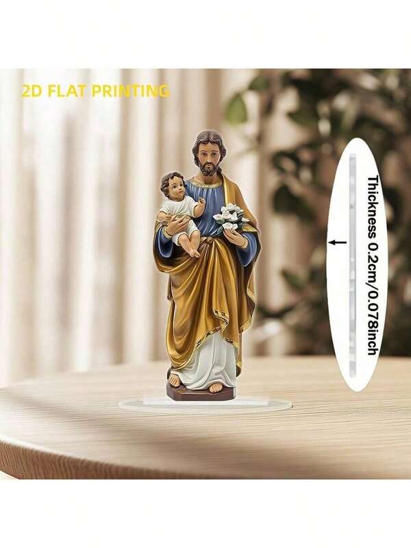 Obra de arte de pared acrílica 2D, 1 pieza de San José y Jesús 2D - Decoración brillante para interiores/exteriores, adecuada para hogares, oficinas, cafés - Regalo perfecto para Halloween, Pascua, Día de la Madre, Día del Padre, Día de San Patricio, Decoración de Halloween