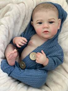 1 pezzo Bambola Reborn in vinile morbido, impermeabile, di 18-20 pollici, realizzata a mano, con aspetto naturale, capelli dipinti, con vestiti e accessori, regalo ideale e da collezione - Multicolore - Visualizzare 6