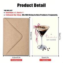 1pc Funny Coffee Martini Birthday Greeting Card - "A Tad Bit Bigger" Design With Coffee Beans And Cream Pattern, Perfect Spring Gift For Friends, Family, Husband, Wife Or Girlfriend - Multicolor - View 4