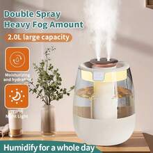 大容量超静音雾化加湿器，带 USB 接口 - 非常适合卧室和办公桌，大容量，是家庭和卧室的理想加湿器 - 白色 - 查看 5