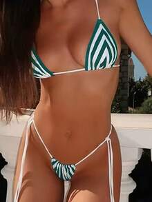 Nuevo conjunto de bikini sexy con tirantes tipo espagueti y espalda descubierta con falda envolvente, elegante traje de baño de playa de moda para damas en verano